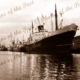 Evening reflections, shipping, Pt Adelaide c1950s