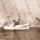 MV PORT BRISBANE 1st visit Port Adelaide. Tugs WATO (L) & YELTA South Australia c1950s steam ship