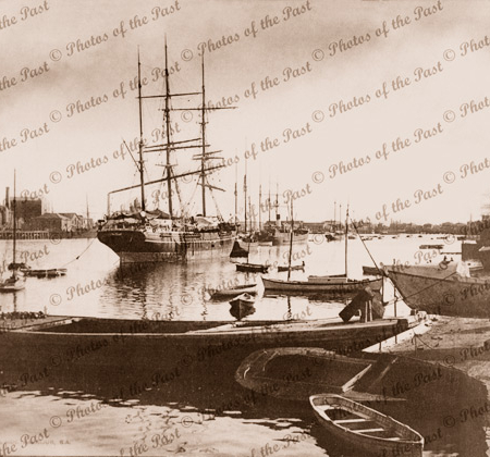 SOUTHERN BELLE with SS JESSIE DARLING. Port Adelaide, SA. c 1890s. South Australia c1890s, shipping