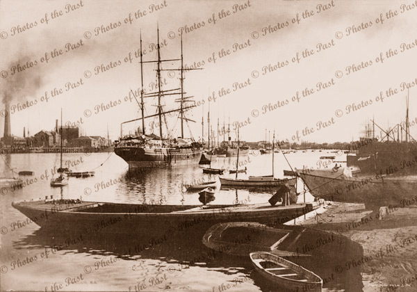 SOUTHERN BELLE with SS JESSIE DARLING. Port Adelaide, SA. c 1890s. South Australia c1890s, shipping