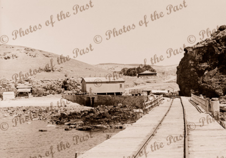 View to shore from Second Valley jetty, SA, South Australia c 1935