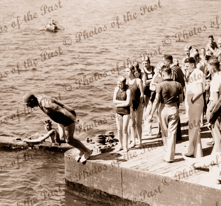Port River swimming race, SA. South Australia 1940s