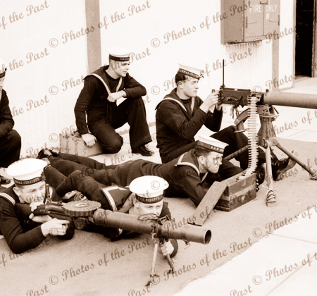 Navy - machine gun practice. c1940s. SA South Australia