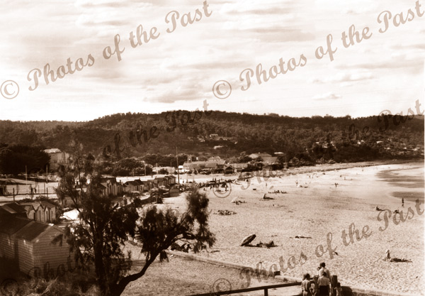 The beach at Lorne, Vic.Victorian. Great Ocean Road 1940s