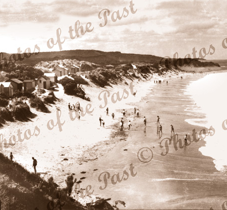 The bathing beach at Anglesea, Vic. c1940s. Victoria, Great Ocean Road