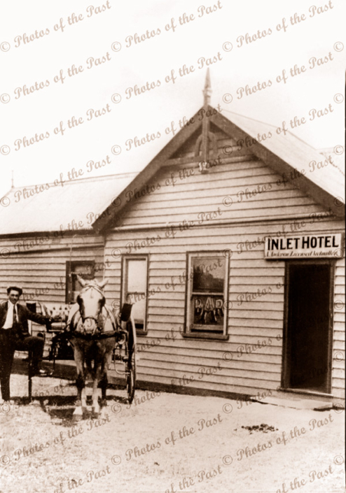 The Inlet Hotel & Post Office, Aireys Inlet, Vic.Victoria. Great Ocean Road. c1920s horse and carriage