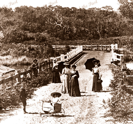 Mawson family, west of Anglesea River Bridge, Vic. Victoria, Great Ocaen Road 1904
