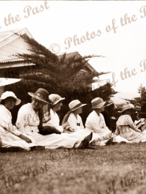 Watching a Tennis Tounament at Lorne, Vic.1919. Victoria. Great Ocean Road, ladies