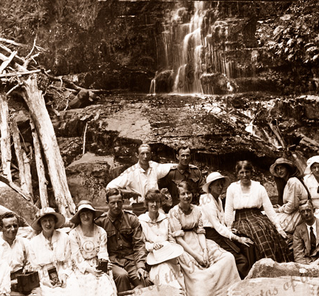 A Picnic at Erskine Falls, Lorne, Vic. 1919. Victoria. Great Ocean Road. Waterfall