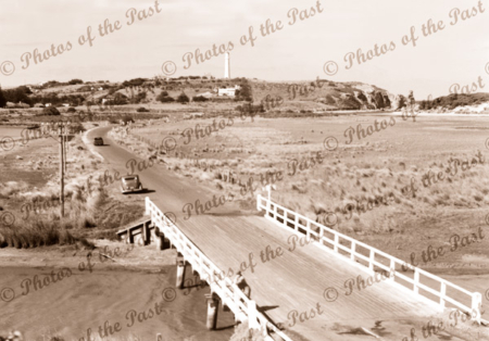 Bridge over Painkalac Creek, Aireys Inlet. c1950s. Victoria. Great Ocean Road.