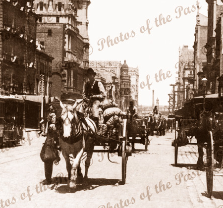 Elizabeth Street, Melbourne.Vic. (horizontal) c 1900s. Victoria. Horse and carriage