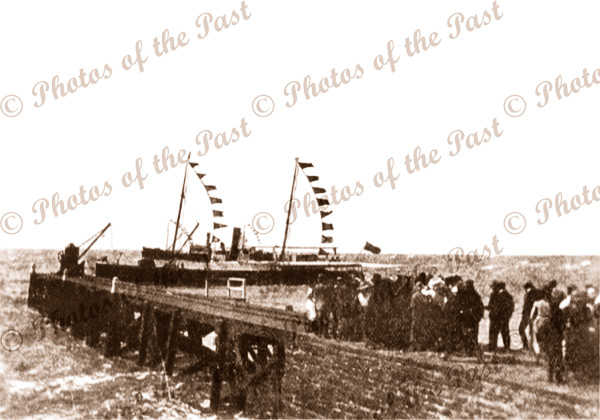 Opening Second Valley jetty, SA. SSs GOVERNOR MUSGRAVE & KARATTA. South Australia. Pier. Finnis Vale. Shipping. 1910