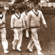 Invincible players, Bradman, Hassett & Toshack, Worcester, UK. 28 April 1948. Cricket. United Kingdom. Australian cricket team.