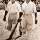 Sid Barnes & Don Bradman walking in to bat c1940s. Australian cricket team.