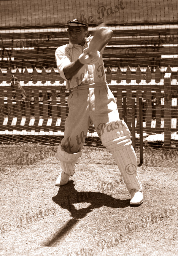 Australian cricketer, Sid Barnes in the nets. c1937