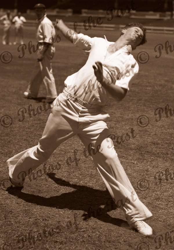 Australian ricketer Keith Miller - "Invincible" player in action c1940s