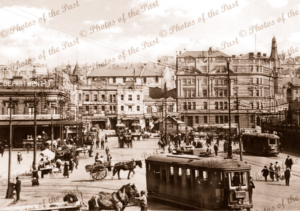 A busy scene at Circular Quay, Sydney, NSW. c1900s. New South Wales. Trams. Horses and carriages.