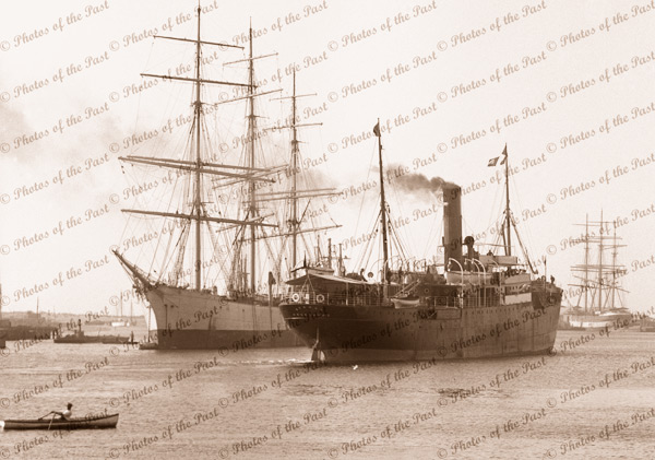 SS SYDNEY passing ship ORIENT, Port Adelaide, SA. c1890s. South Australia