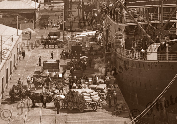 SS KANOWNA, loading cargo, Port Adelaide, SA. South Australia. 1904. Shipping