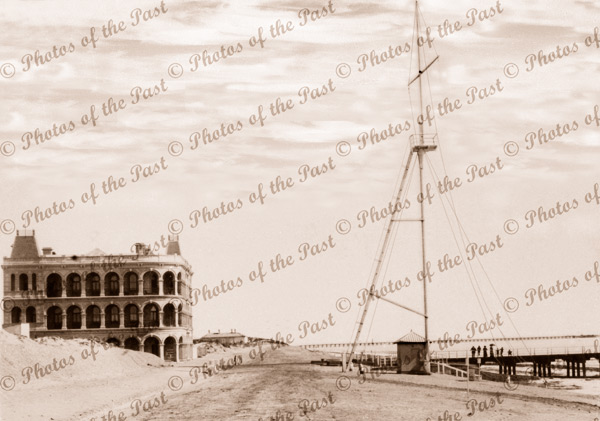 Largs Bay looking south, SA.1882. Large Pier Hotel. South Australia