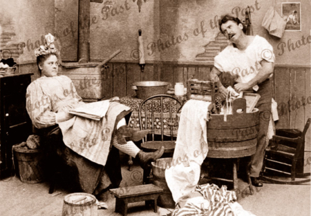 Woman's Rights, feminism, homour, laundry c1897