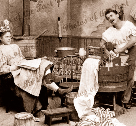 Woman's Rights, feminism, homour, laundry c1897