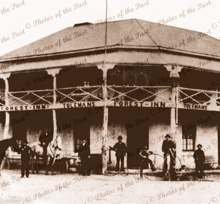Toleman's 'Forest Inn', Glandore, SA. c1885. bicycles, horses. South Australia
