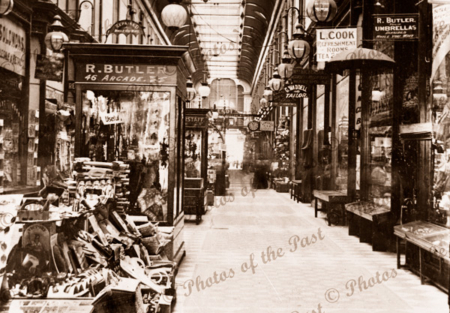 Adelaide Arcade, SA. South Australia. c 1900s. Retail shops