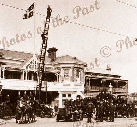 SA Fire Brigade on show, Wakefield St, Adelaide. c1910. South Auatralia