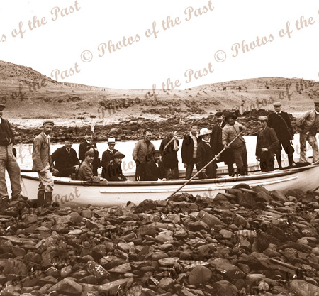 Marine Board ashore from SS GOVERNOR MUSGRAVE, Cape Jervis, SA. c1880s. South Australia. Shipping