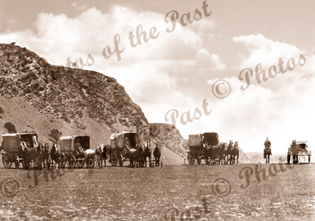Manisty's carrier vans at the Little Gorge, Lady Bay SA, South Australia. c1910. Horse and wagon