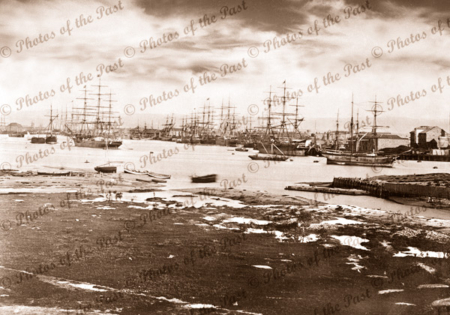 Shipping Port Adelaide, Hawker's Creek on right hand side. SA. c1870s. South Australia