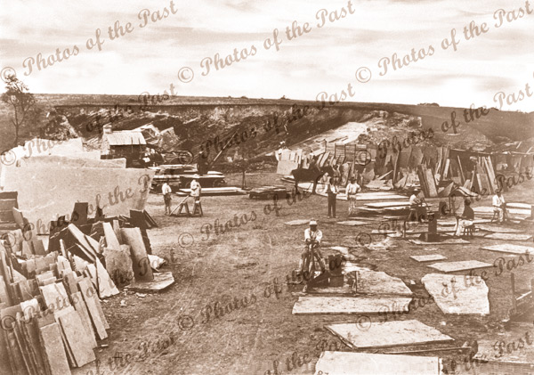 Mintaro Slate Quarry, SA. Men at work. 1872. South Australia