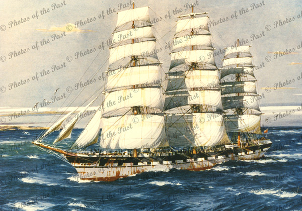 Wool clipper MOUNT STEWART, painting by J. Spurling. biult 1891. Shipping