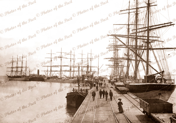 Shipping at Wallaroo SA. ship GLENESSLIN on right. South Australia 1911