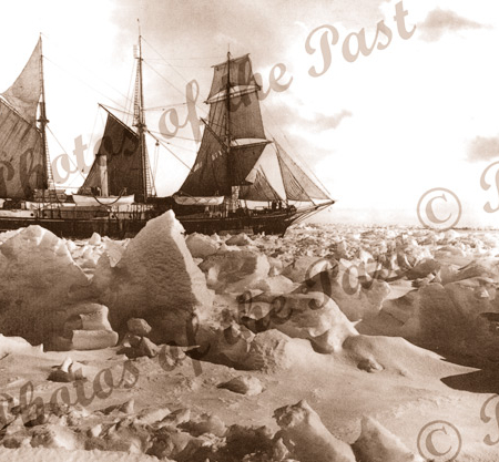 ENDURANCE under sail, trapped in ice, Shackleton's Impiral Trans Antarctic Expedition 1914-1916