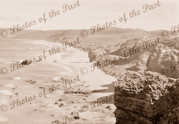 Fairhaven Beach from Split Point Lighthouse, Vic.c1910s. Great Ocean Road