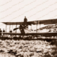 Bi-plane on Granite Island, Victor Harbor, SA . c1920s. South Australia. Pilot