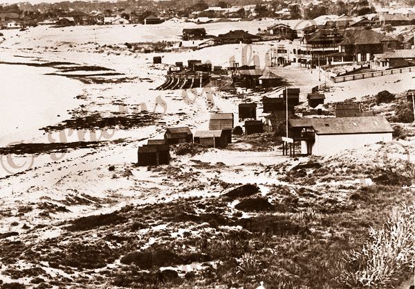Seacliff Foreshore, SA. Rotunda & Hotel, part of panorama. Beach. South Australia. c1928