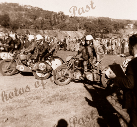 Motor bike racing, Sleeps Hill, SA. 1949. South Australia