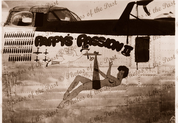 U.S.Warplane nose art WW2 - 'Pappy's Passion ll' c1940s