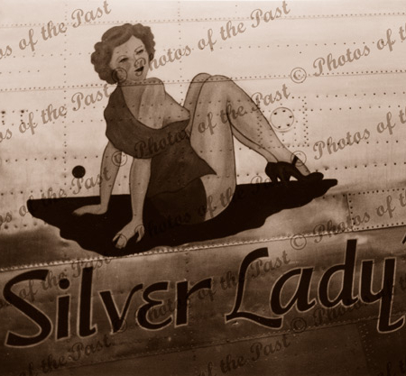 U.S.Warplane nose art WW2 - 'Silver Lady' c1940s