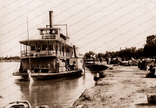 PS GEM Loading at river bank. c1910s. Riverboat