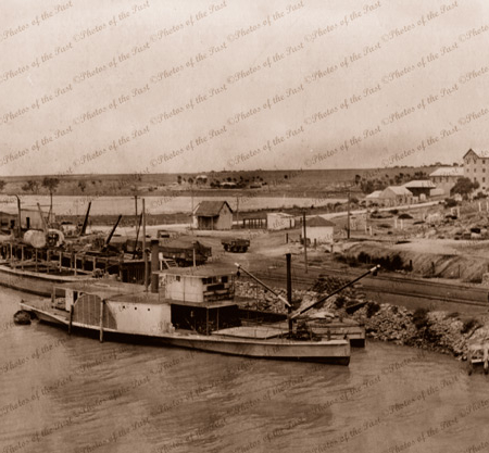 PS KELVIN and barges at Murray Bridge, SA. 1915. South Australia.
