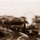 Adelaide Railway Station with steam trains From Morphette Bridge, SA. c1910. South Australia.