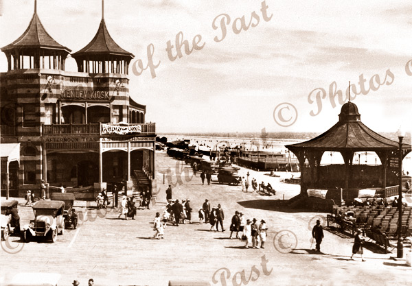 Henley Kiosk & Esplanade, Henley Beach, SA. 1927. Beach. South Australia
