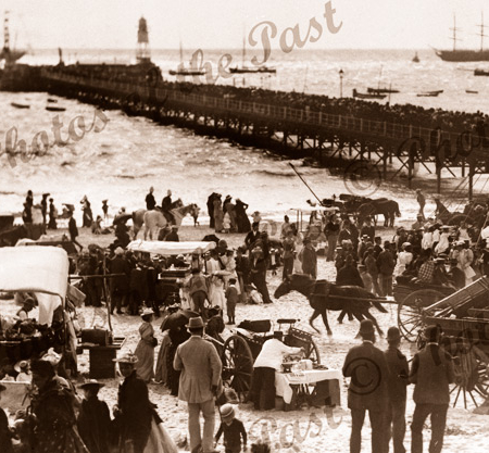 Commemoration Day at Glenelg, SA. 1890s. South Australia. Jetty. Beach. Pier