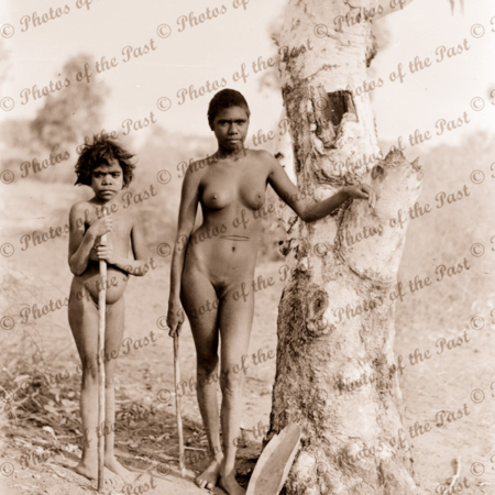 Aborigine girl and child. Tennant Creek NT. c1936. Northern territory.