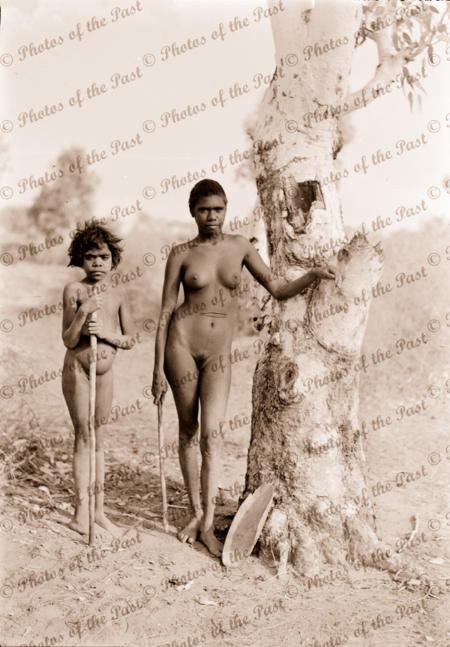 Aborigine girl and child. Tennant Creek NT. c1936. Northern territory.