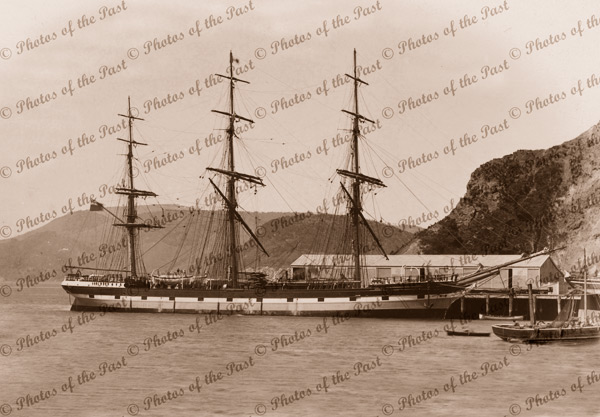 Clipper LYTTETON at Pt Chalmers, NZ. Wrecked at Timaru 12/6/1886. Shipping. New Zealand. Built 1878